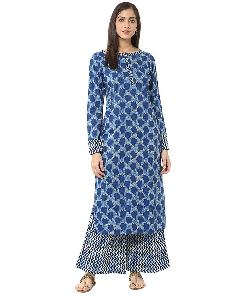 Appealing Blue Color Embroidery Work Kurti N Plazo – TheDesignerSaree